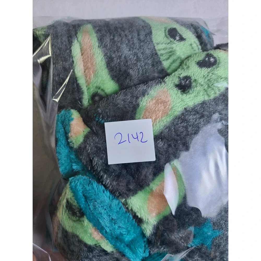 Star Wars Plush Bathrobe Kids Size 4T Gray Grogu Baby Yoda Fleece Belted Robe